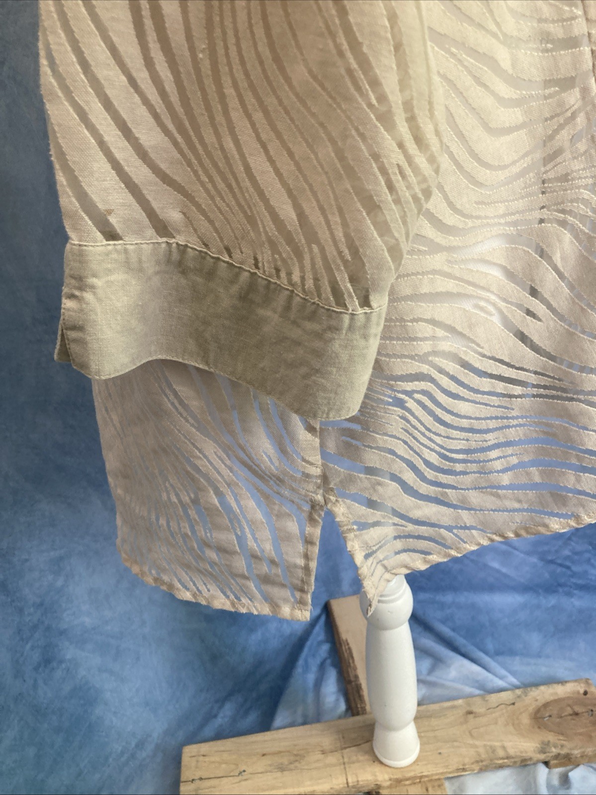 Vtg Y2K Sheer Zebra Burnout Shirt Blouse Beige Tan Tunic Plus Size 2X Unbranded