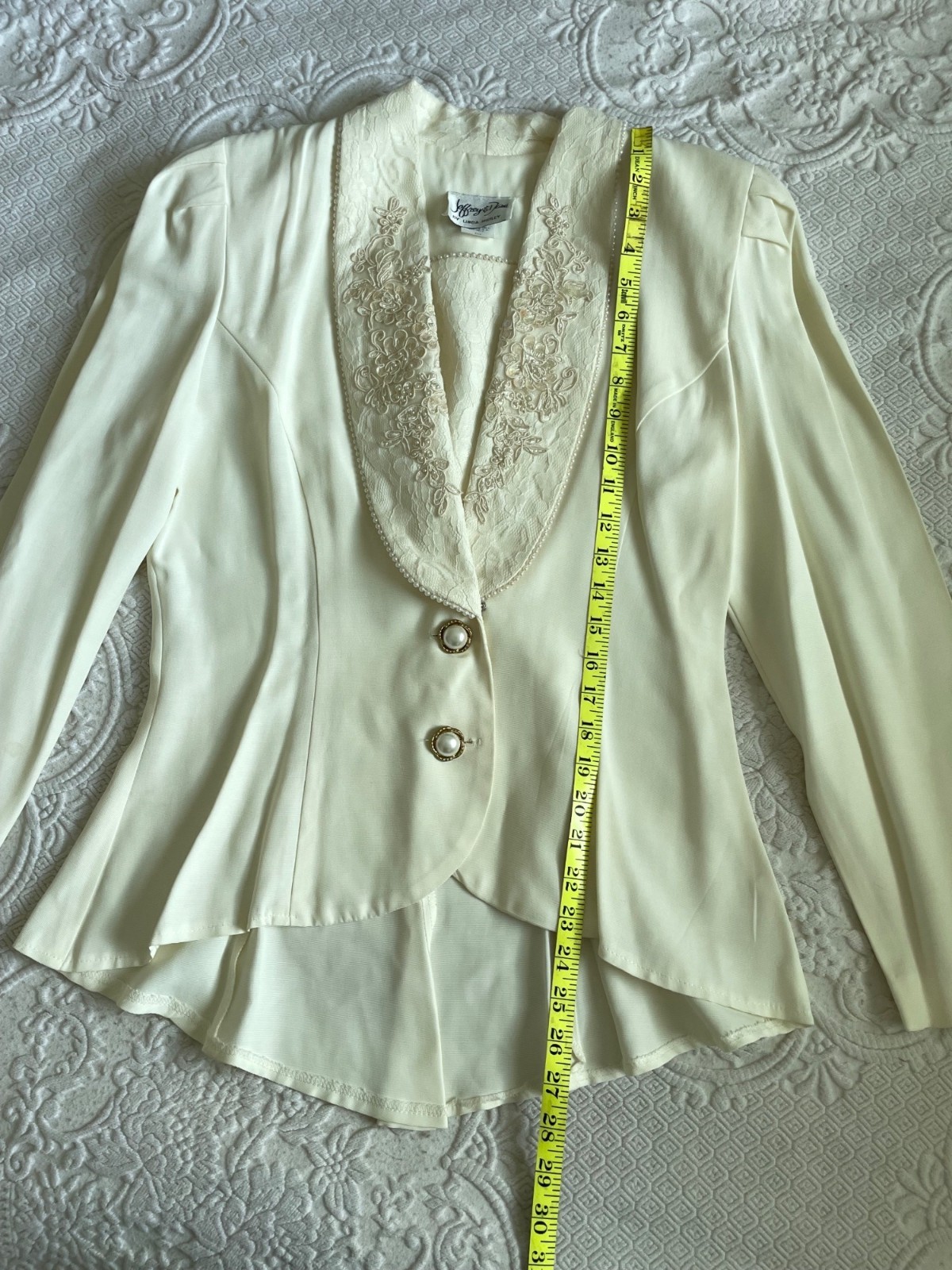 Vintage 1980s Jeffrey & Dara Structured Blazer Sequin, Pearl + Embroidered SZ 10