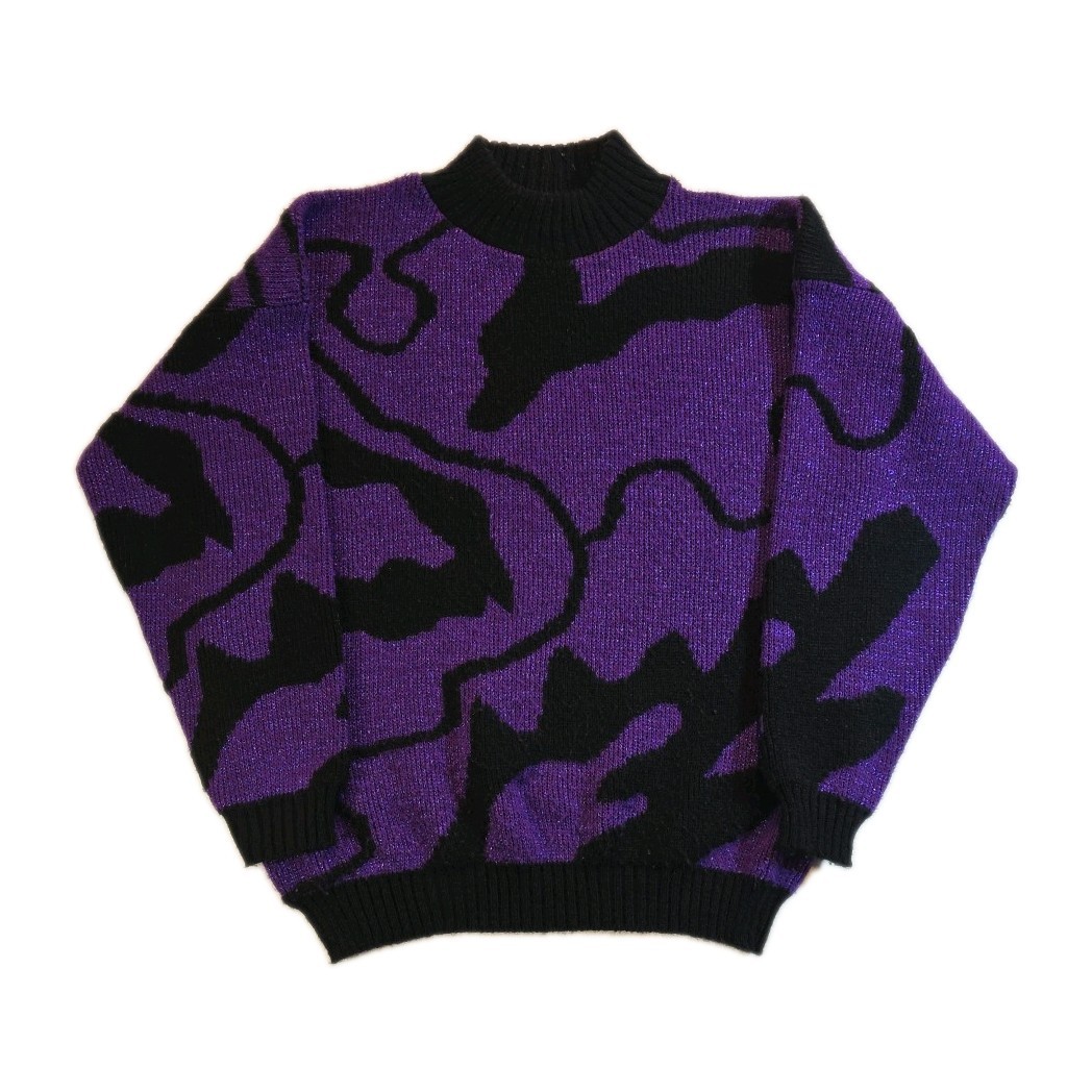 Vintage Rose Purple Glittery Swirl Sweater