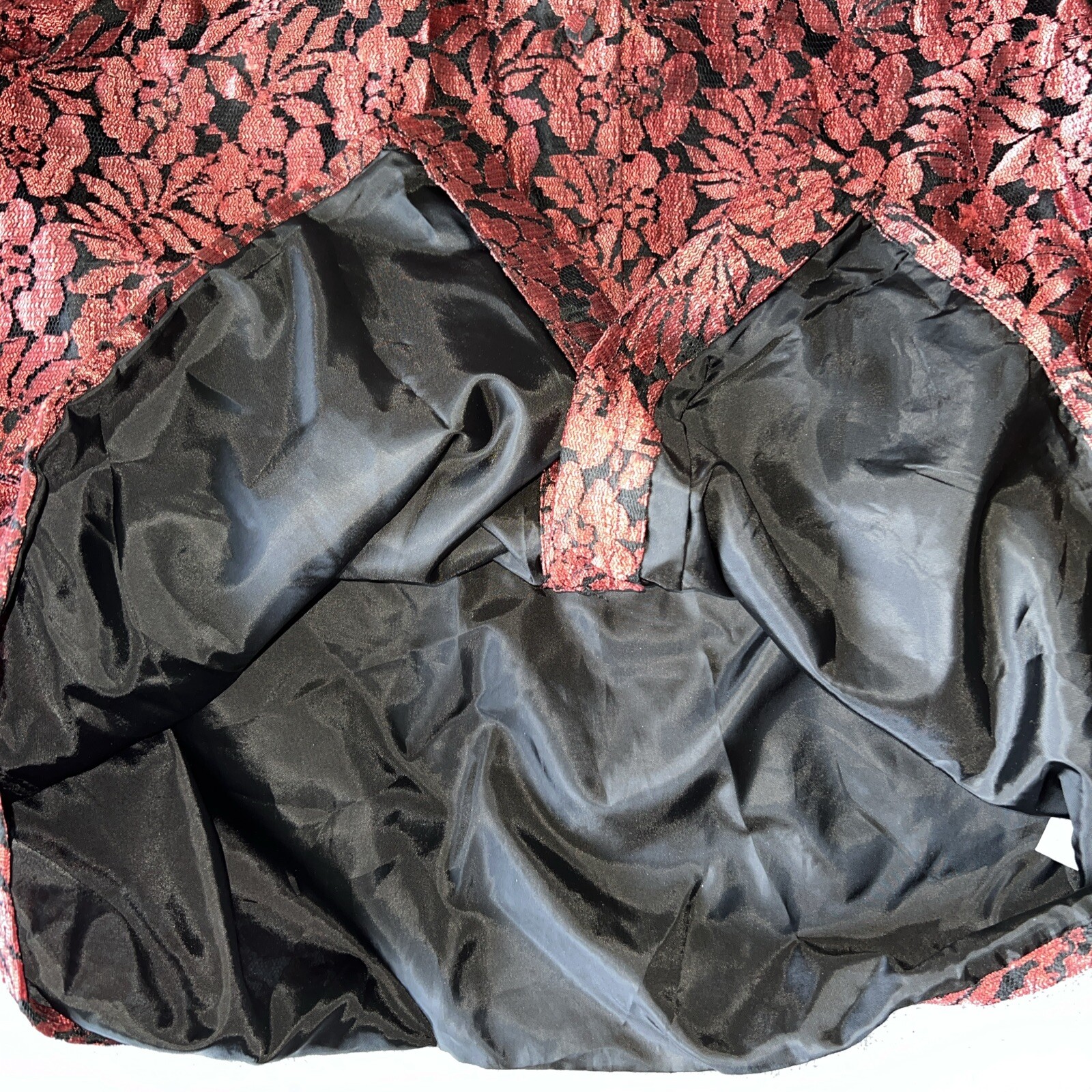 Vintage 70s QPS Womens L Blouse Button Up Rayon Floral & Nylon Mesh Black Lining
