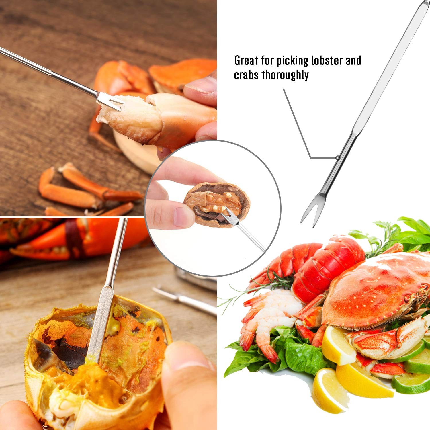 Hiware 20pc Seafood Tool Set: 6 Crab Crackers, 6 Lobster Shellers, Forks, Scisso