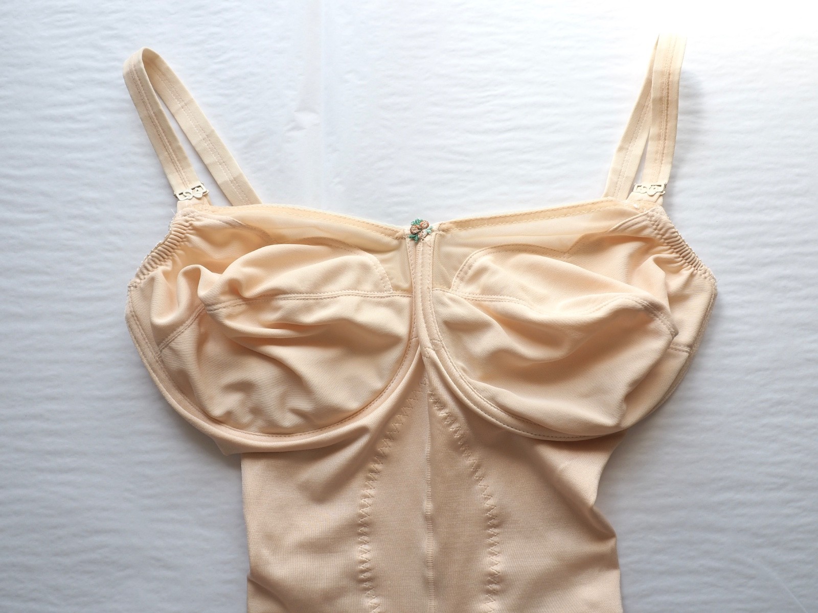60s Vintage Goddess Corselette 38DD Underwire Bodysuit One Piece Shaper ILGWU