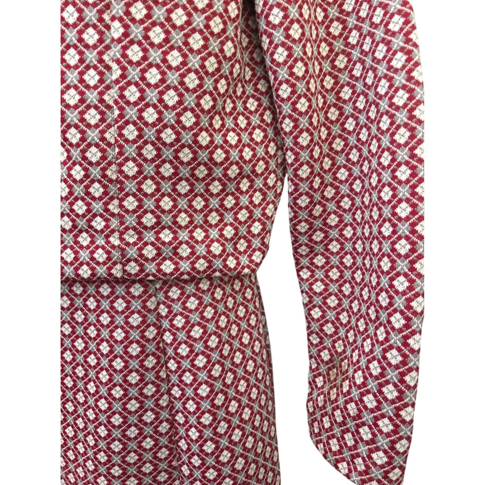 Vtg 70s Unbranded 3 Piece Skirt Set Mod Academic Geometric Red White Size 16