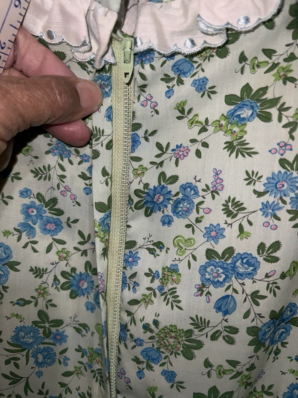 VTG 70s Prairie Cottage Core Renaissance Handmade Cotton Dress XS Floral Maxi