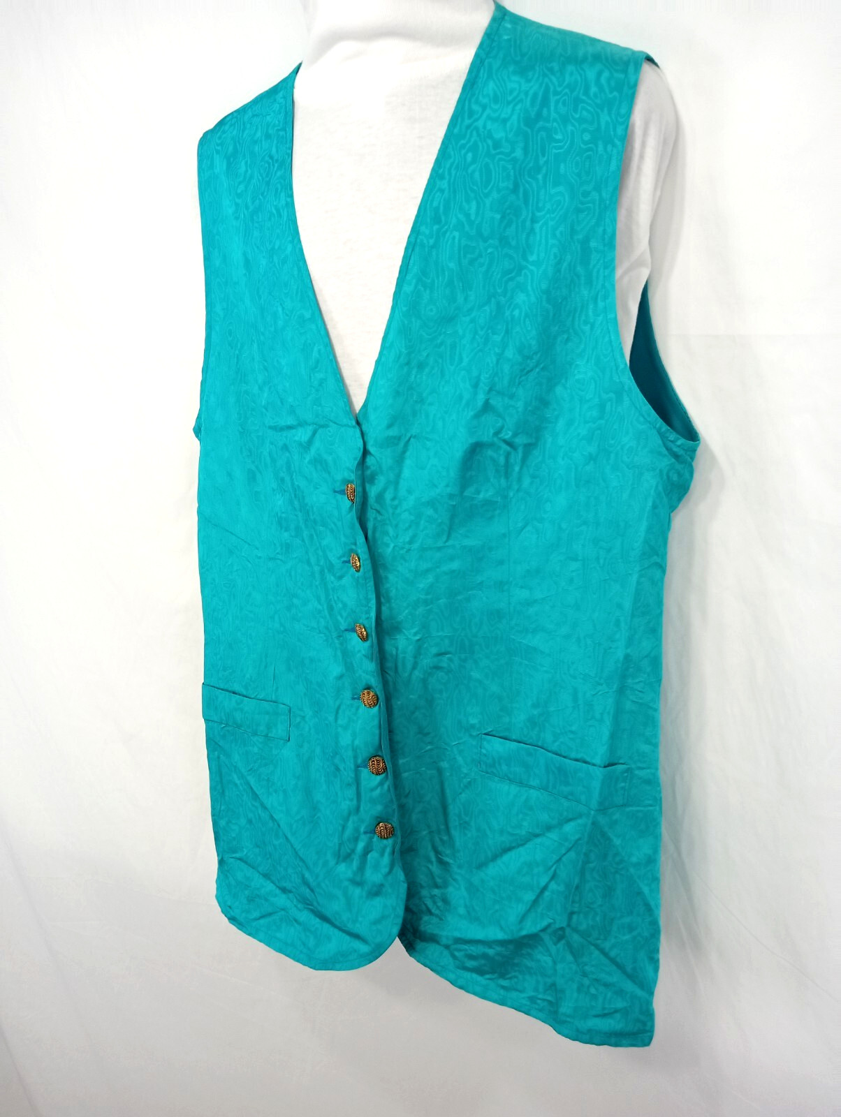 Y2K London Citywear Sandra Lendi aqua satin damask paisley long women&rsquo;s vest