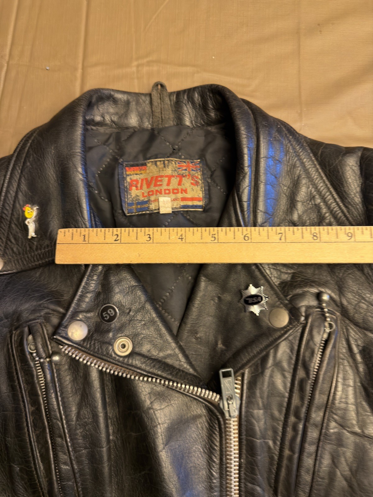 Vintage Rivett’s London Fringed Leather Motorcycle Jacket | 59 Club & BSA Pins