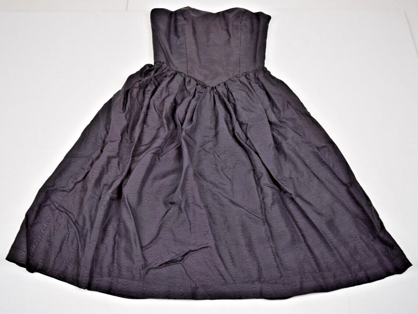 Vintage Strapless Dress Size S/M 60s Shimmery Black Textured Fitted Back Zip