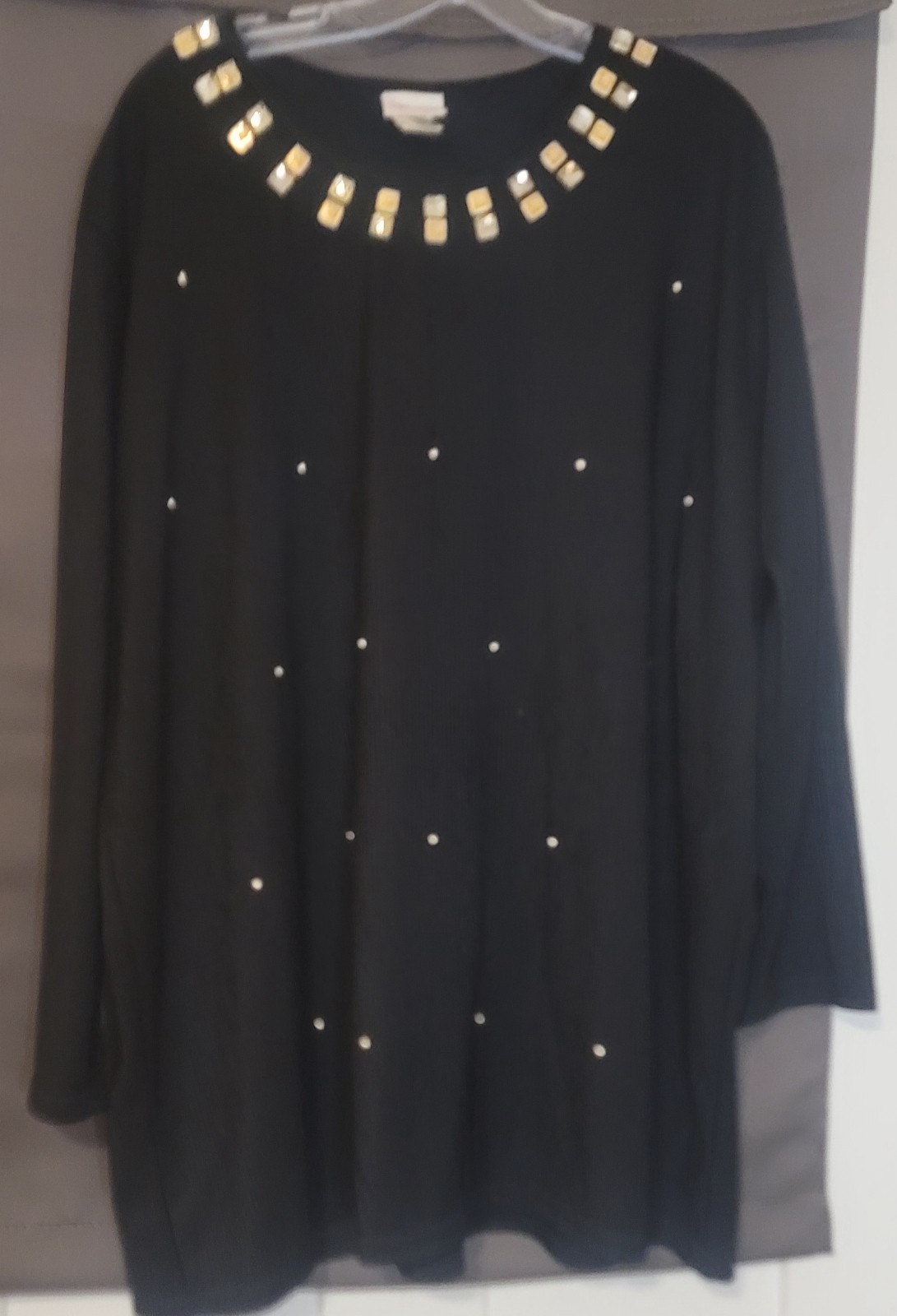 Vintage Bobbie Brooks Plus Size 22 Black Long Sleeve Top With Gorgeous Details
