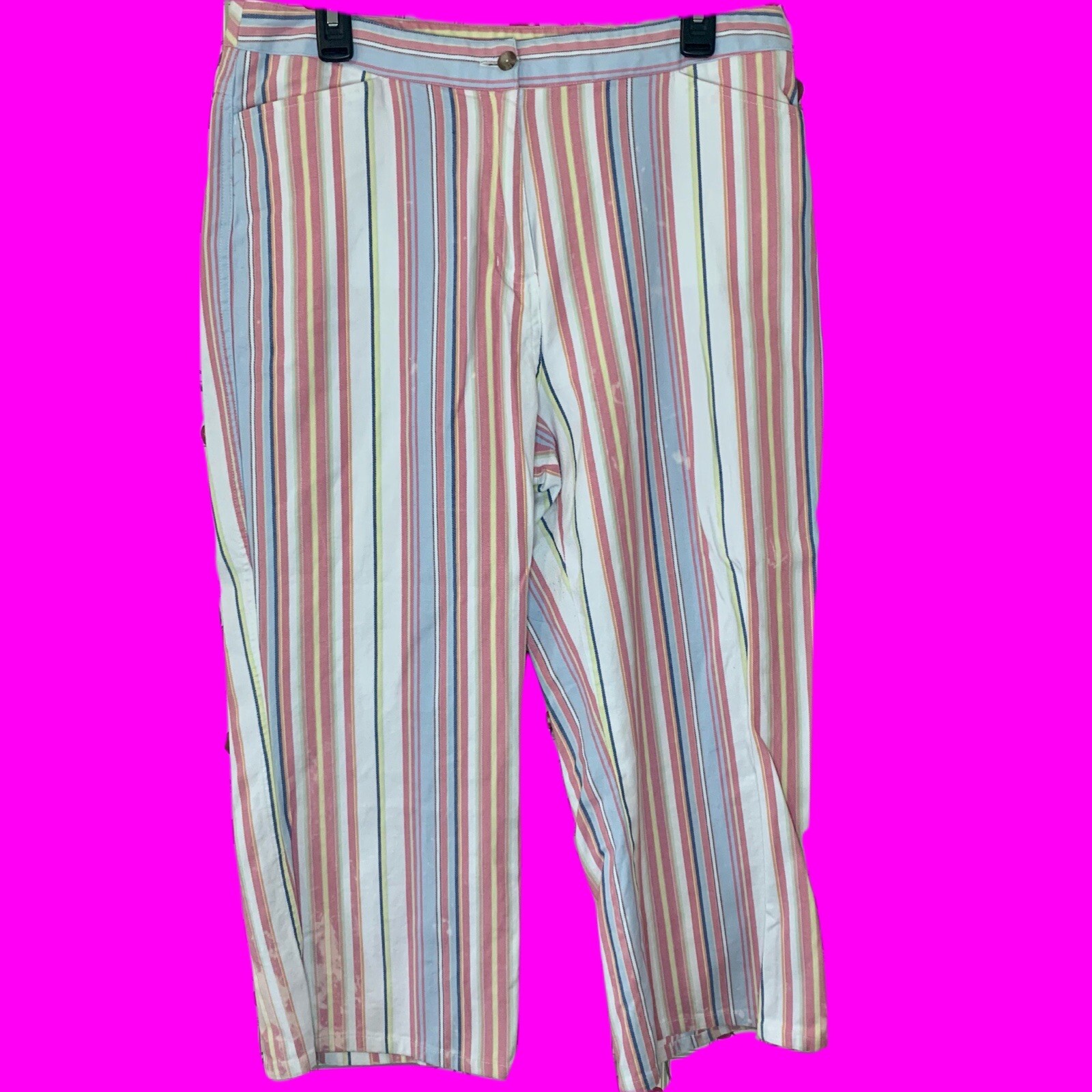Vintage Pastel Striped Jones Wear Sport Stretch Women&rsquo;s Capri Pants