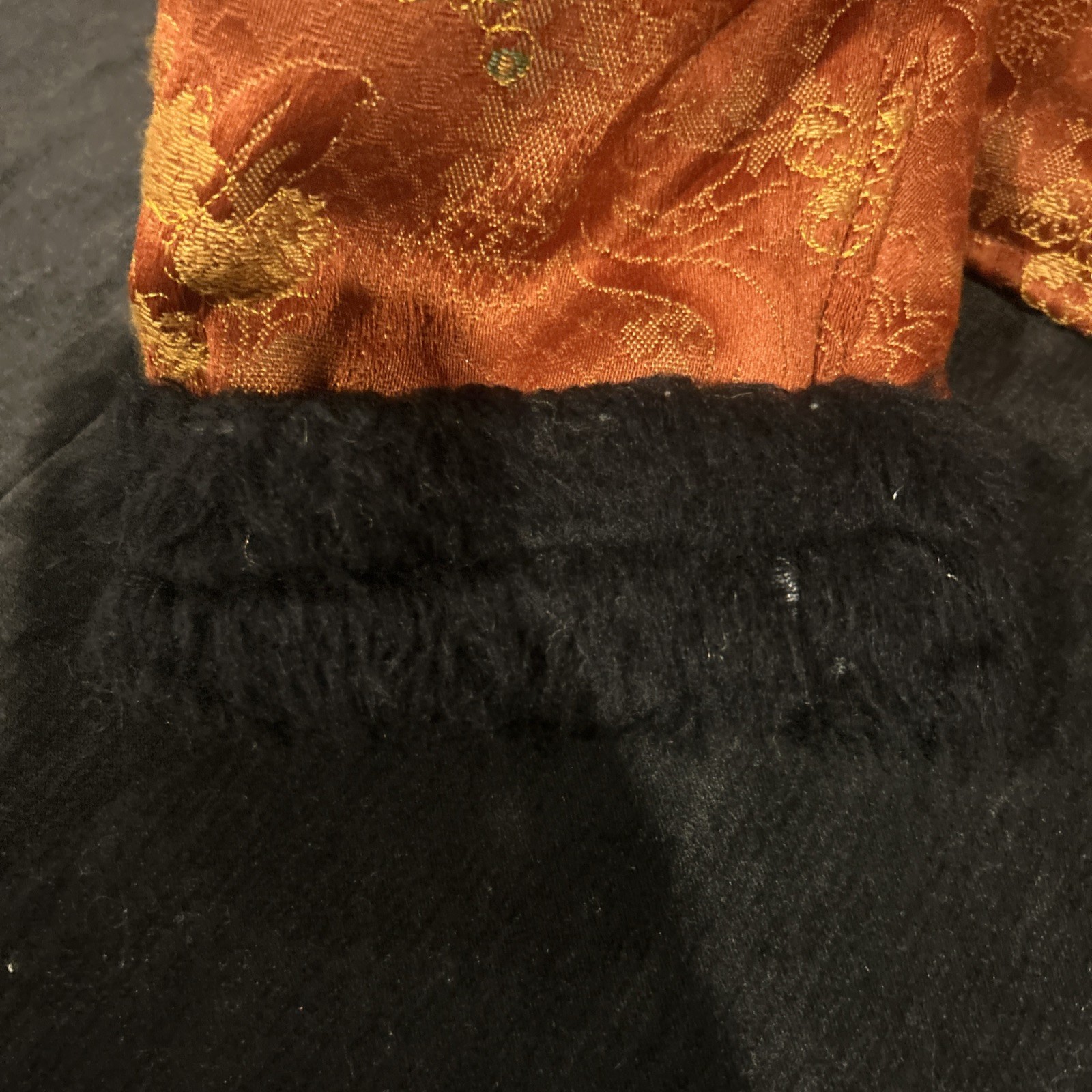 Vintage April Cornell Burnt Orange Tapestry Jacket W/ Black Faux Fur Trim S