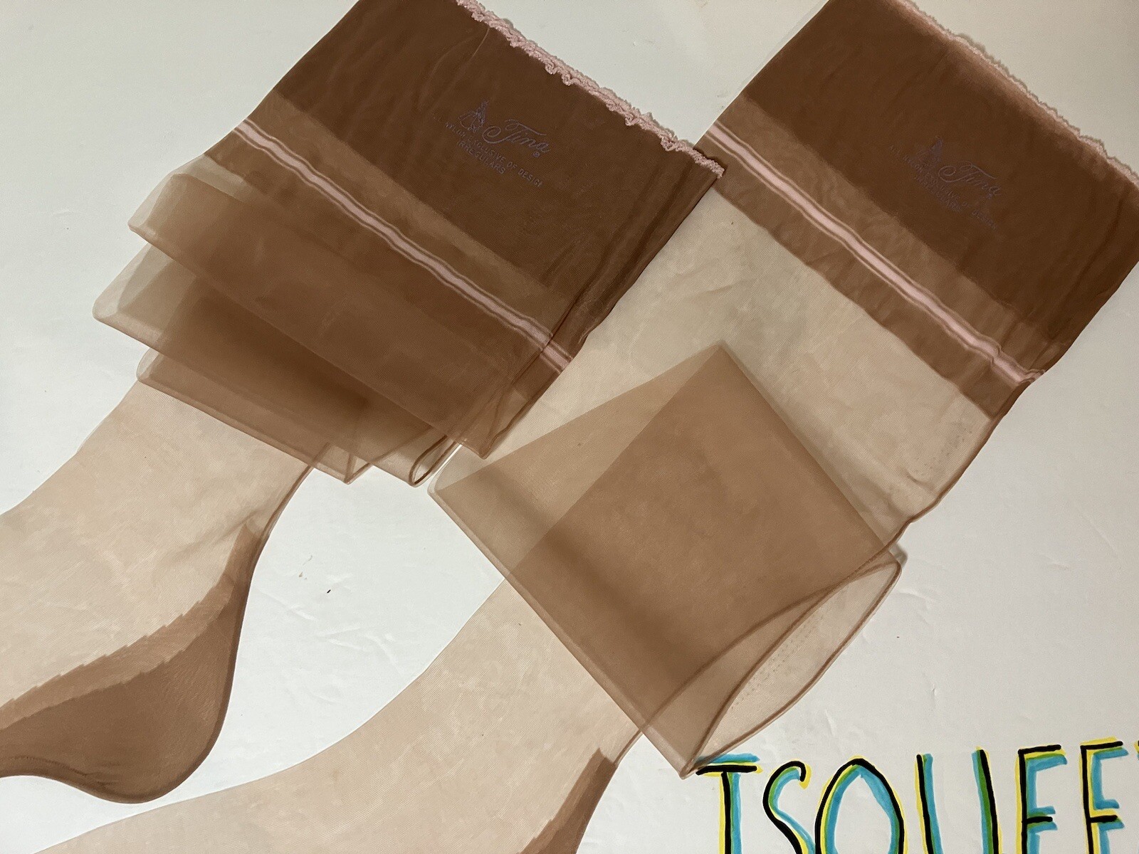 3 PAIRS VTG SUNTONE 15/51 FF SHEER FLAT PLAIN NYLON STOCKINGS 8.5” X 30” Vintage