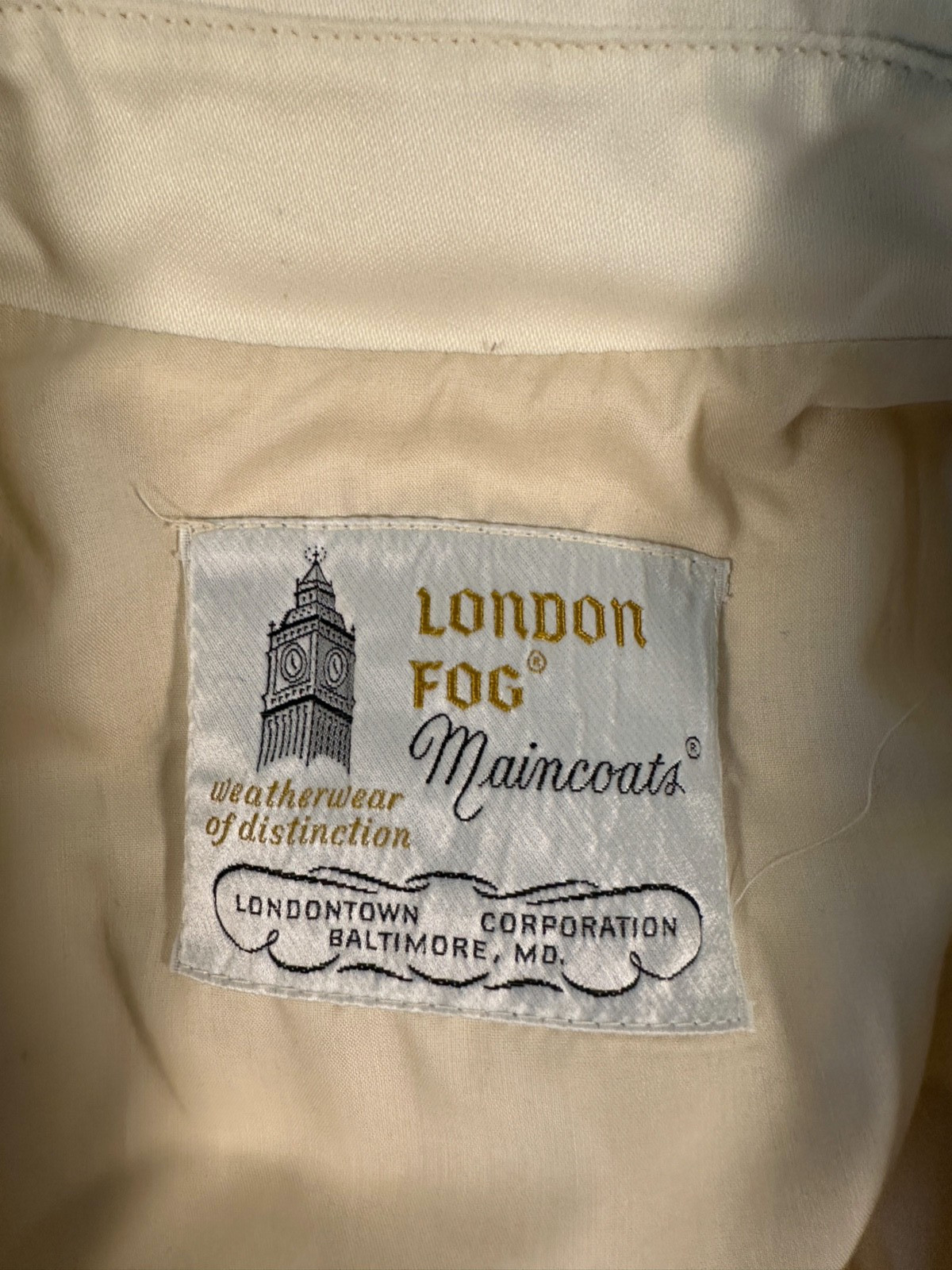 Vintage 70s London Fog Maincoats Trench Coat Ivory Belted USA Made 8