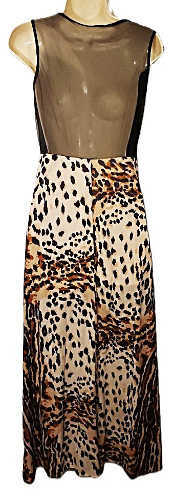 Vintage Leopard Print Maxi Nightgown 90s Nylon Lounge Lingerie Womens S