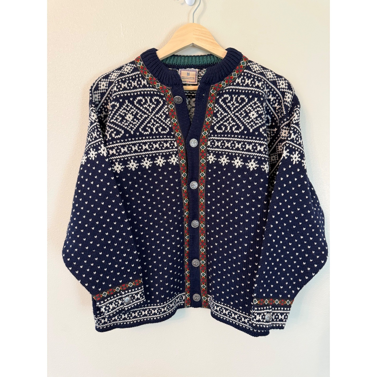 Dale of Norway Pure Wool Nordic Fair Isle Cardigan Sweater 12 M Vintage