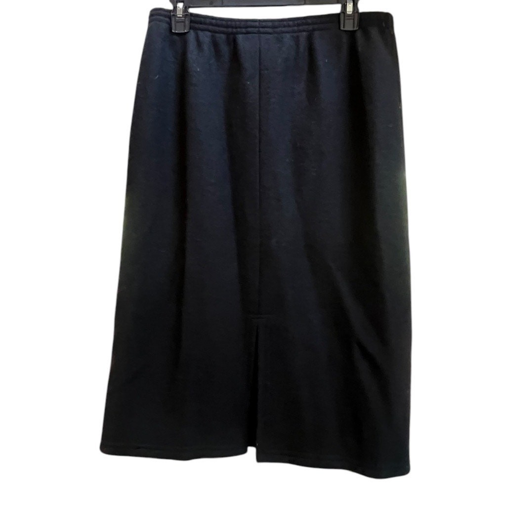 $376 GEIGER Boiled Wool Black Pencil Skirt | 42 EU (12 US) | New! Vintage!