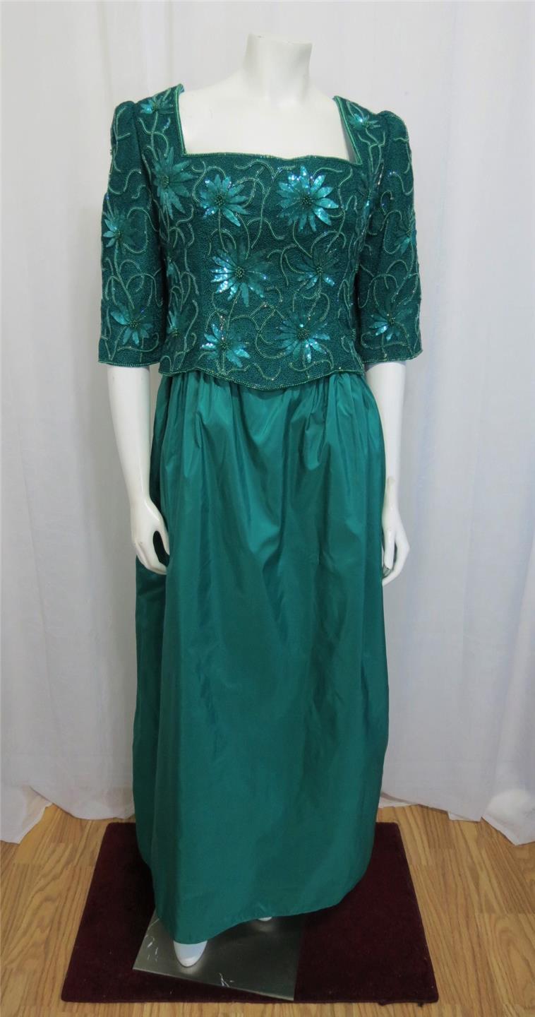 Richilene New York Spectacular embroidered & beaded SILK special occasion gown L