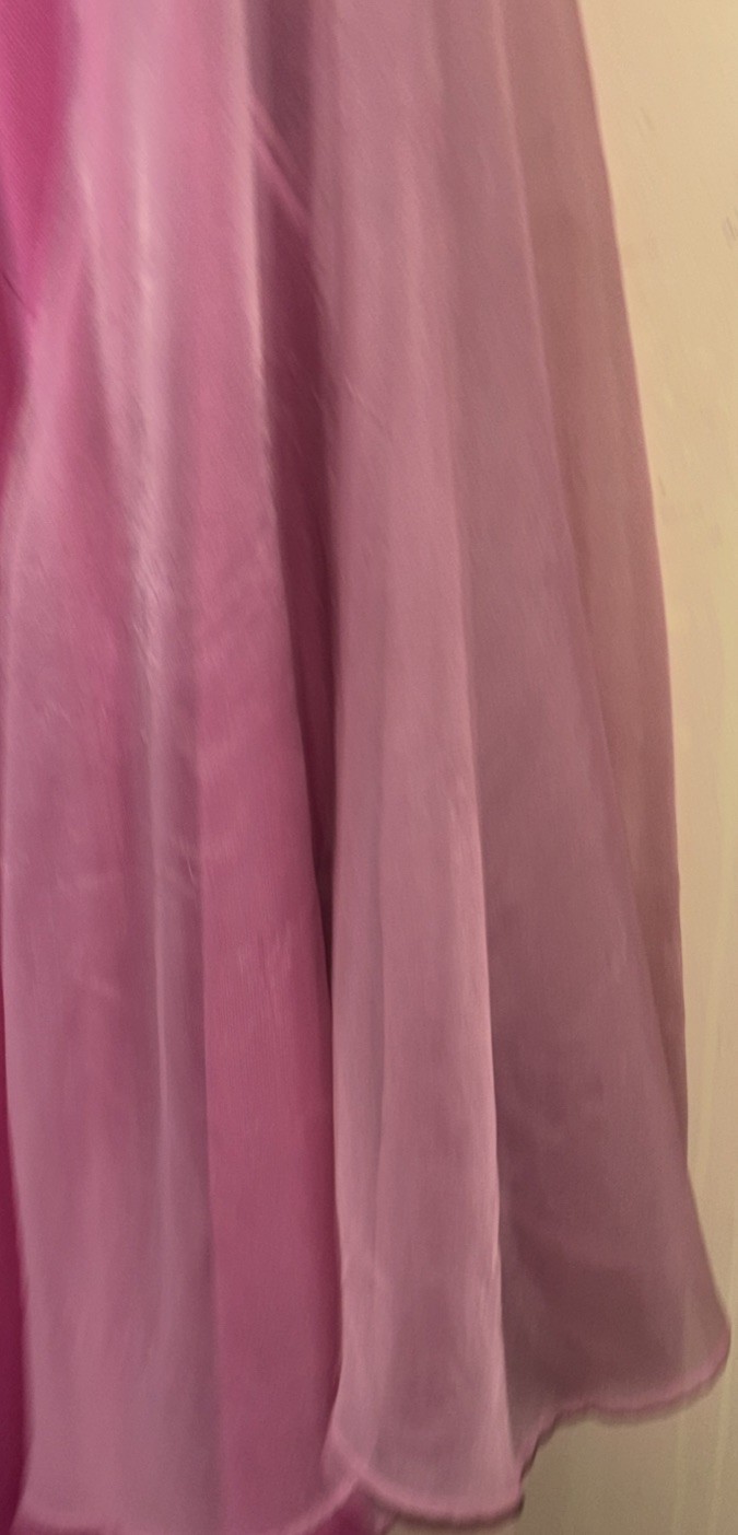Vintage 70S Lane Bryant Gown Polyester Embellished Collar Flutter Sleeve Pink D
