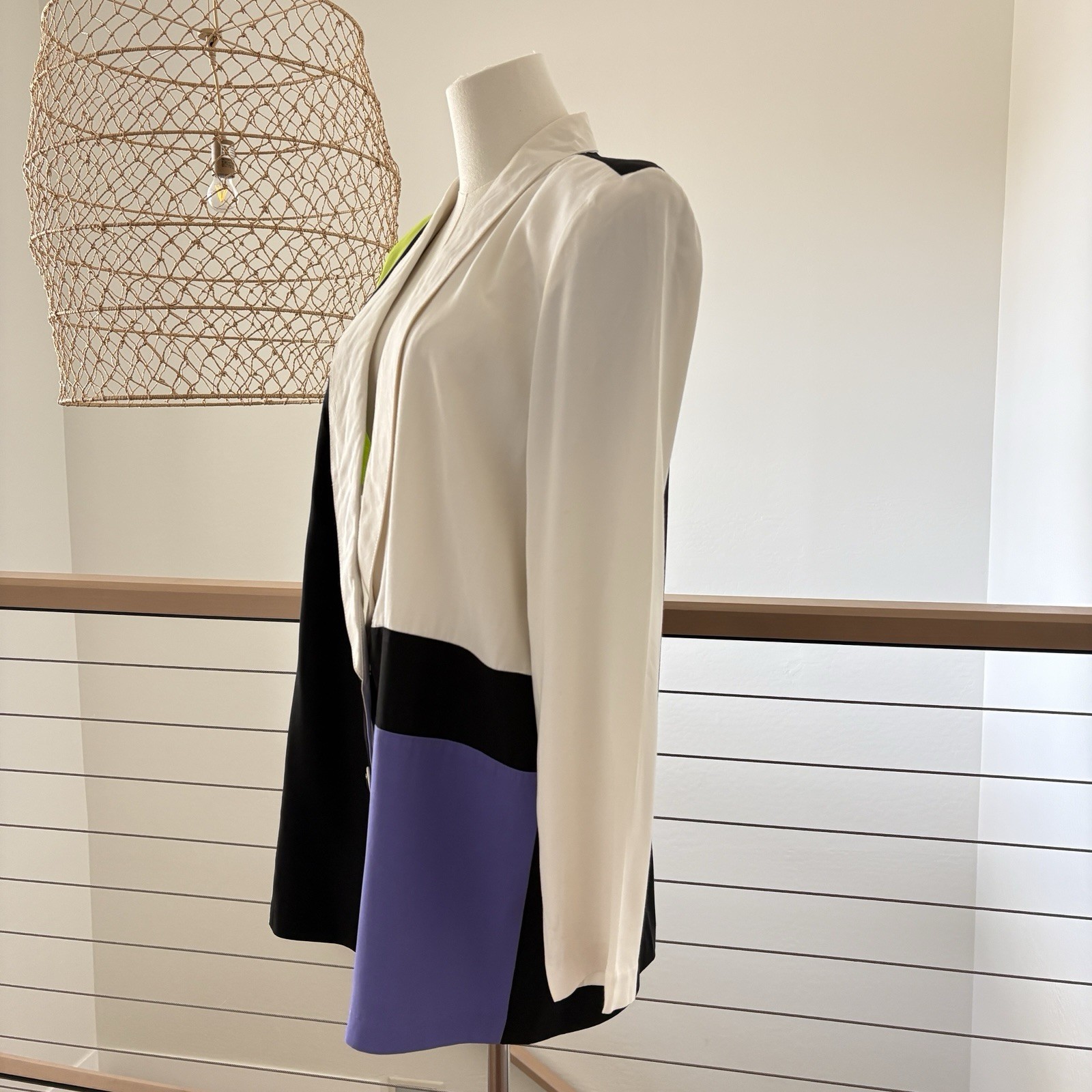 Colorblock Blazer Womens Large 90s Retro Avant Garde Harlequin Funky Bold