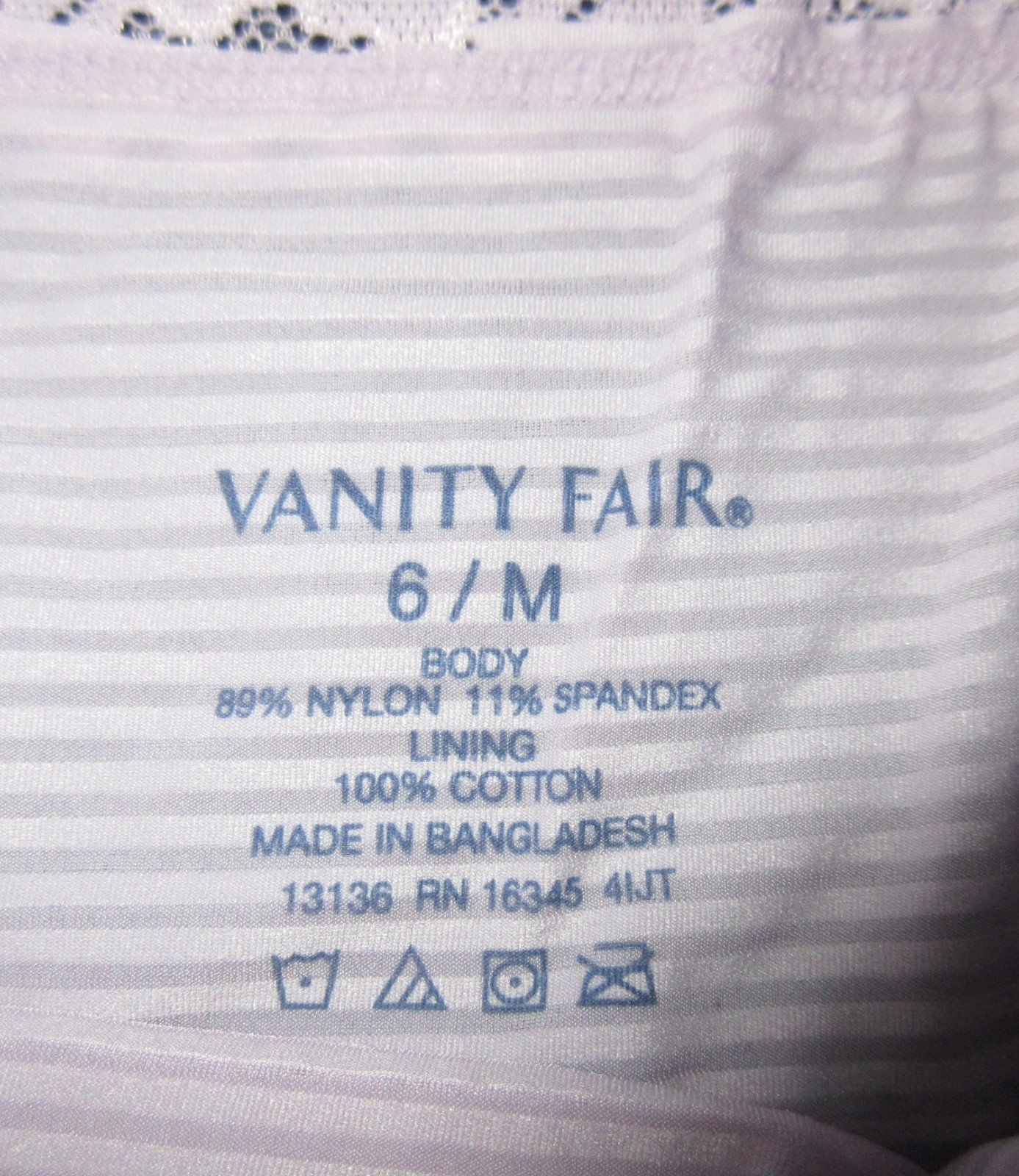 3 PR VANITY FAIR 13135 nylon stretch LACE LIGHT LUXE HI LEG panties 6/M