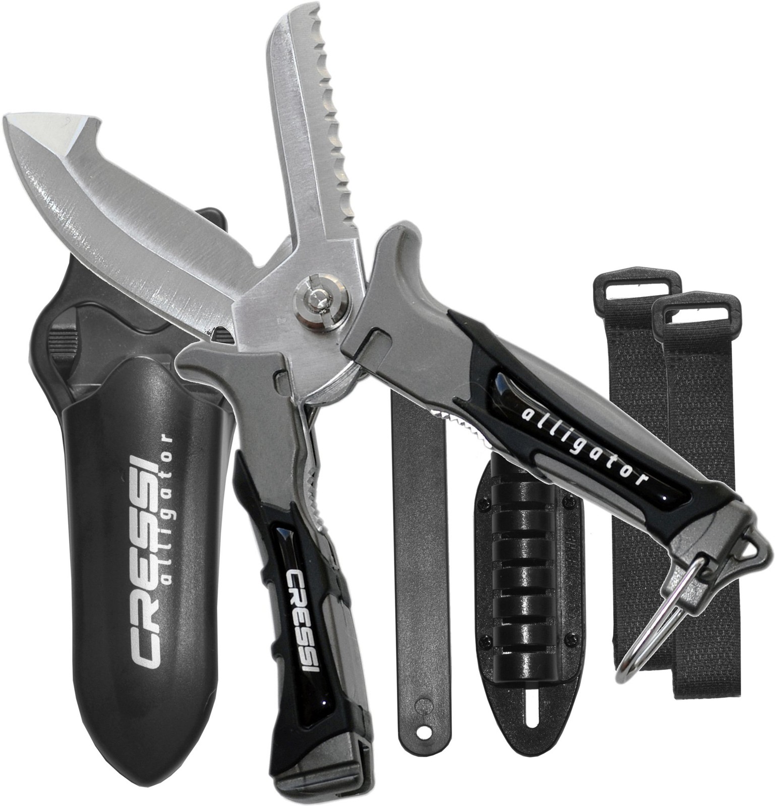 Cressi Alligator Underwater Knife-Scissors 420 Stainless Steel Snorkeling Dive