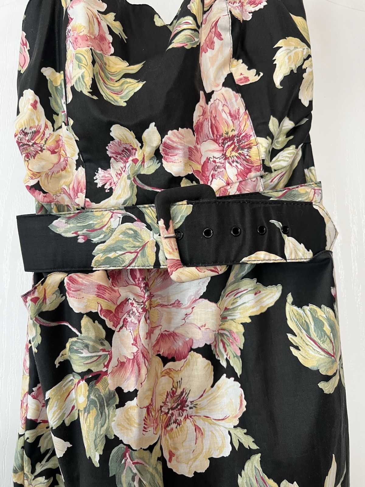 Vintage Floral Pencil Bombshell Pinup Halter Dress Carol Anderson 5/6 Small