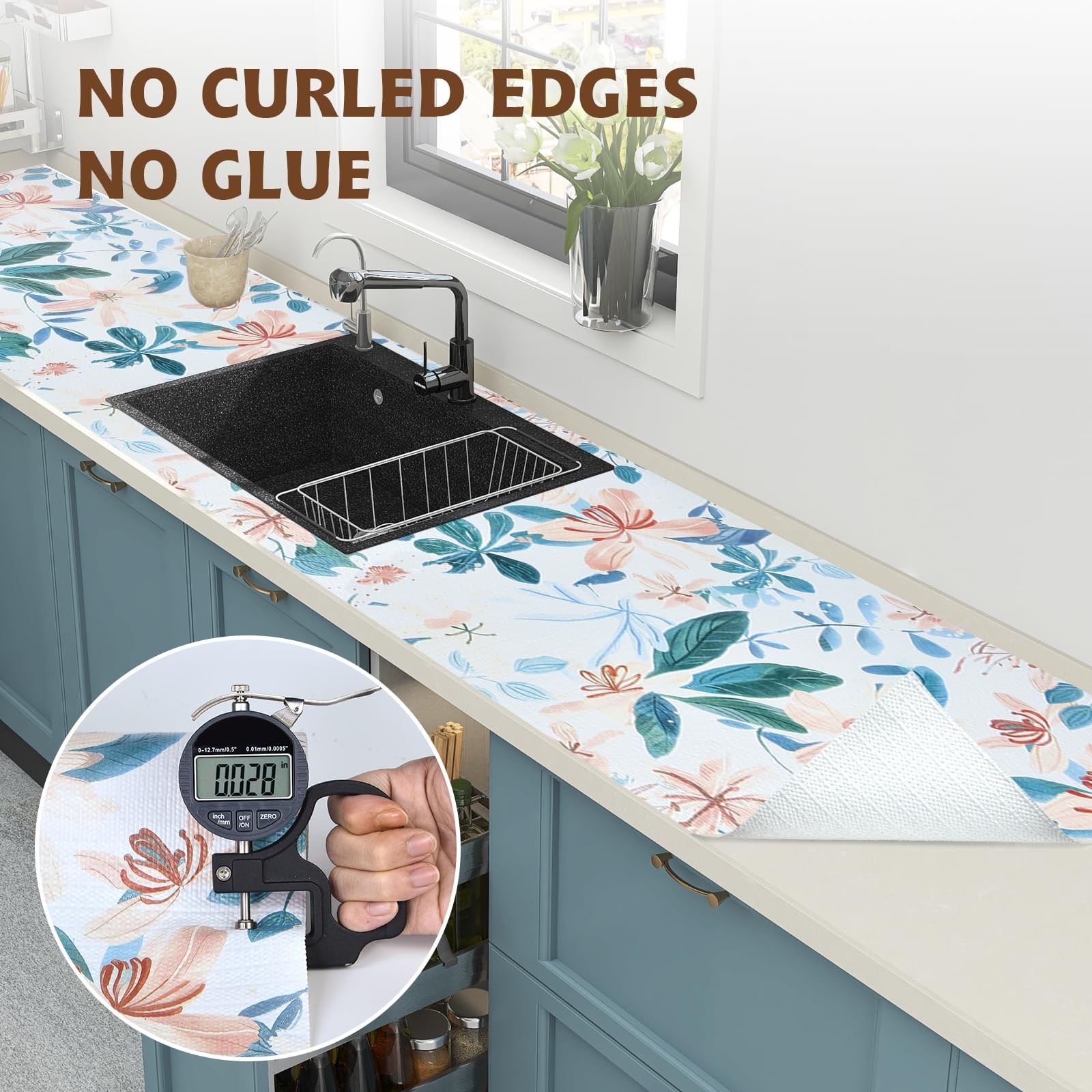 Shelf Liners for Kitchen Cabinets 17in x 20FT, Non Adhesive Drawer Liner Colored