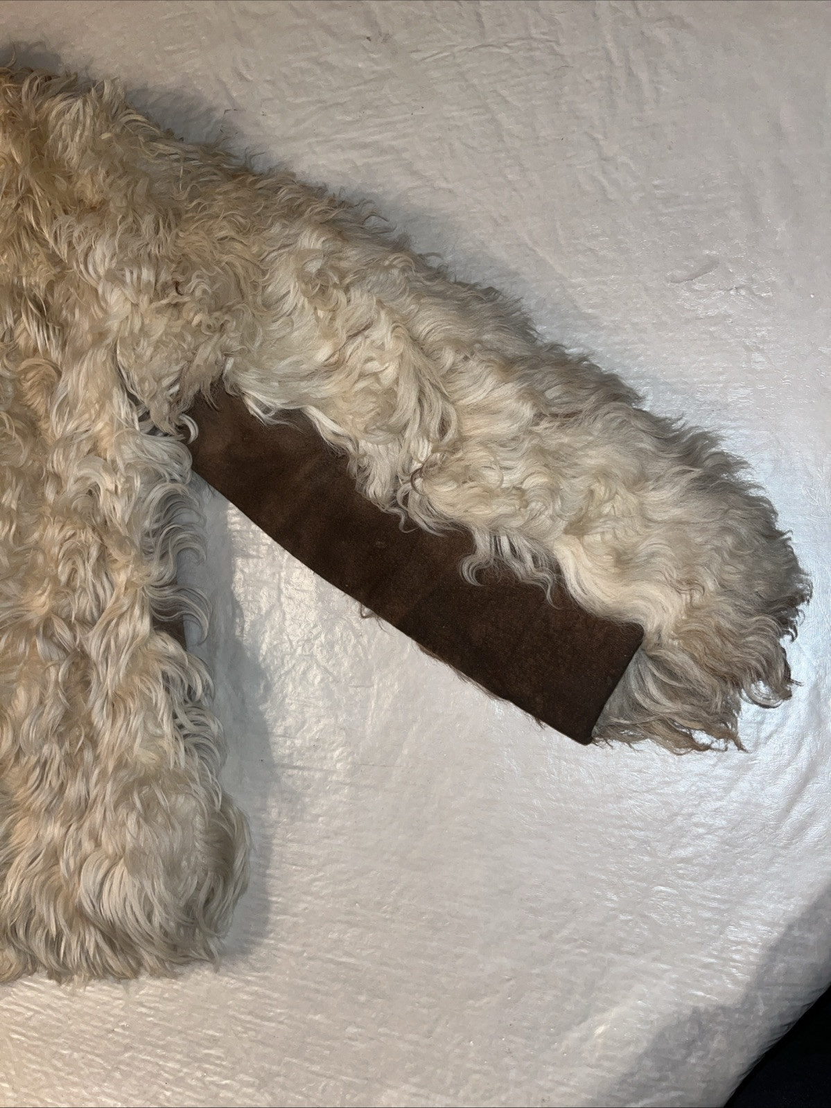 vtg MONGOLIAN SHEEPSKIN SHEARLING LAMBSKIN white fur coat SHEEP LAMB mob wife