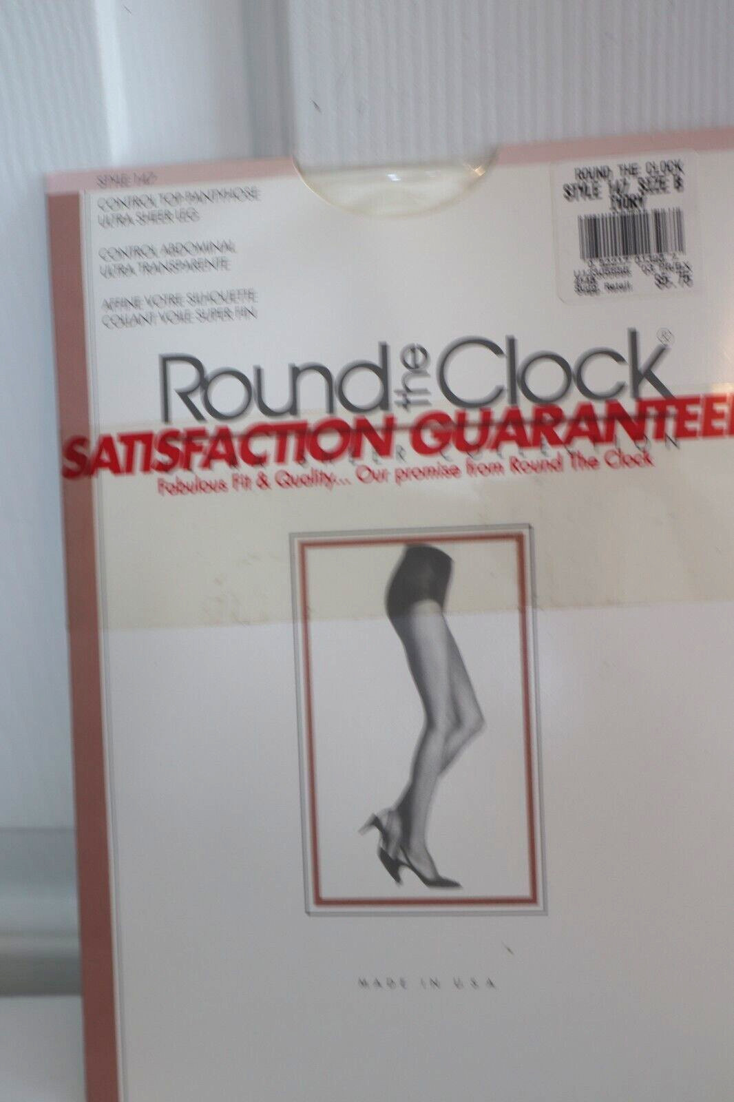 Round the Clock Pantyhose Ivory NIP Size B Control Top/Abdominal Ultra Sheer Leg