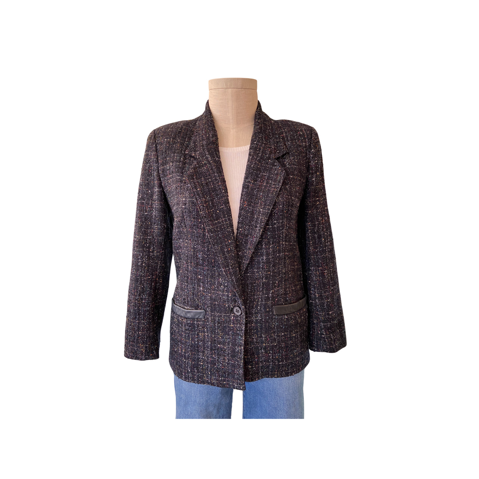 Vintage 1980s Margaret Godfrey Bagatelle Black wool Blazer Bust 38 inches