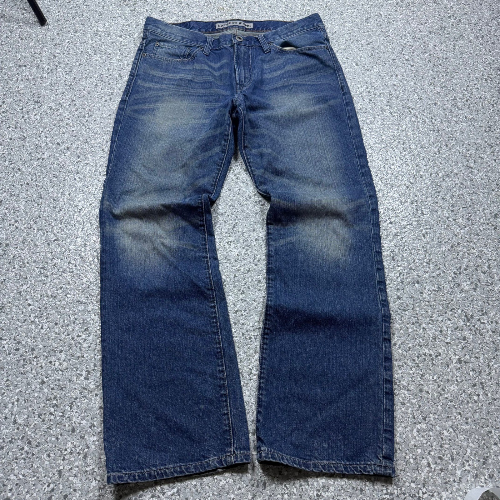 Early 2000&rsquo;s Express Boot Cut Jeans Men&rsquo;s 33×32 Blue Faded