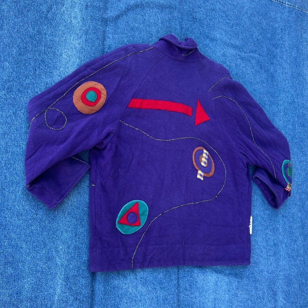 90s Canvasbacks abstract patchwork wool coat
