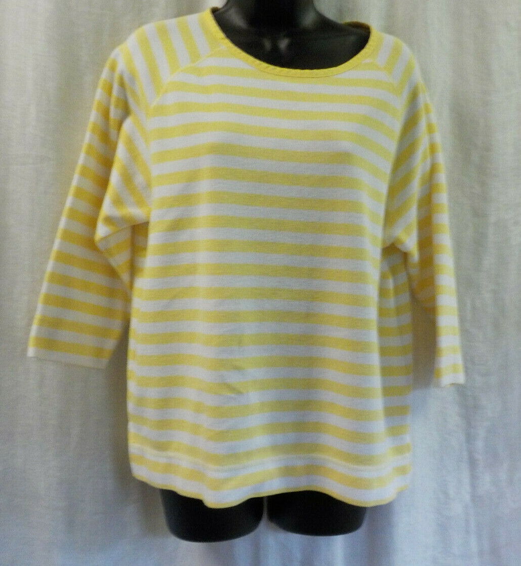 Vintage 1980&rsquo;s Erika Collection Blouse Size L Stripe Cotton Blend 3/4 Sleeve EVC