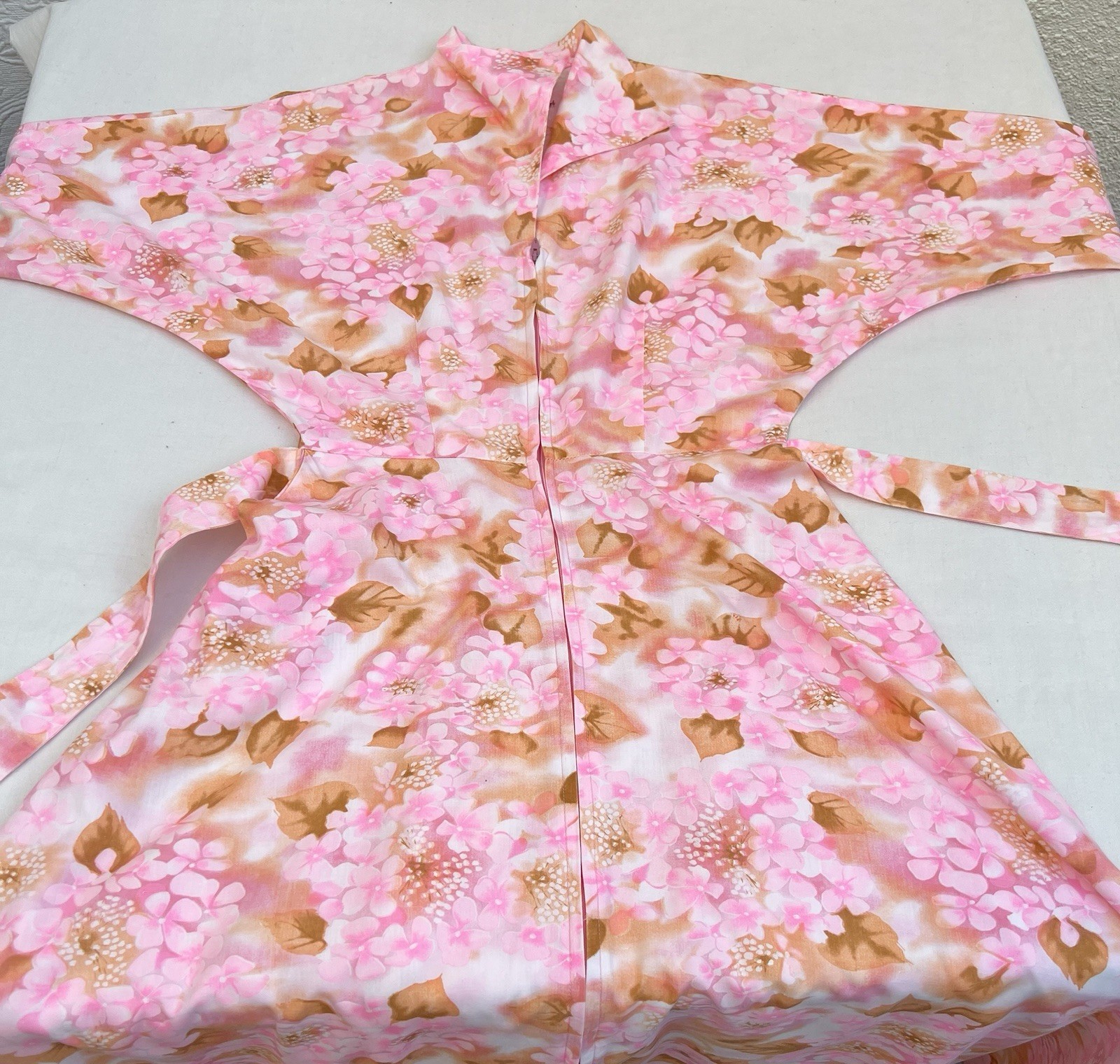 50s 60s Glamour Hostess Gown Floral Cotton Dogwood Print Fredericks of Hollywood