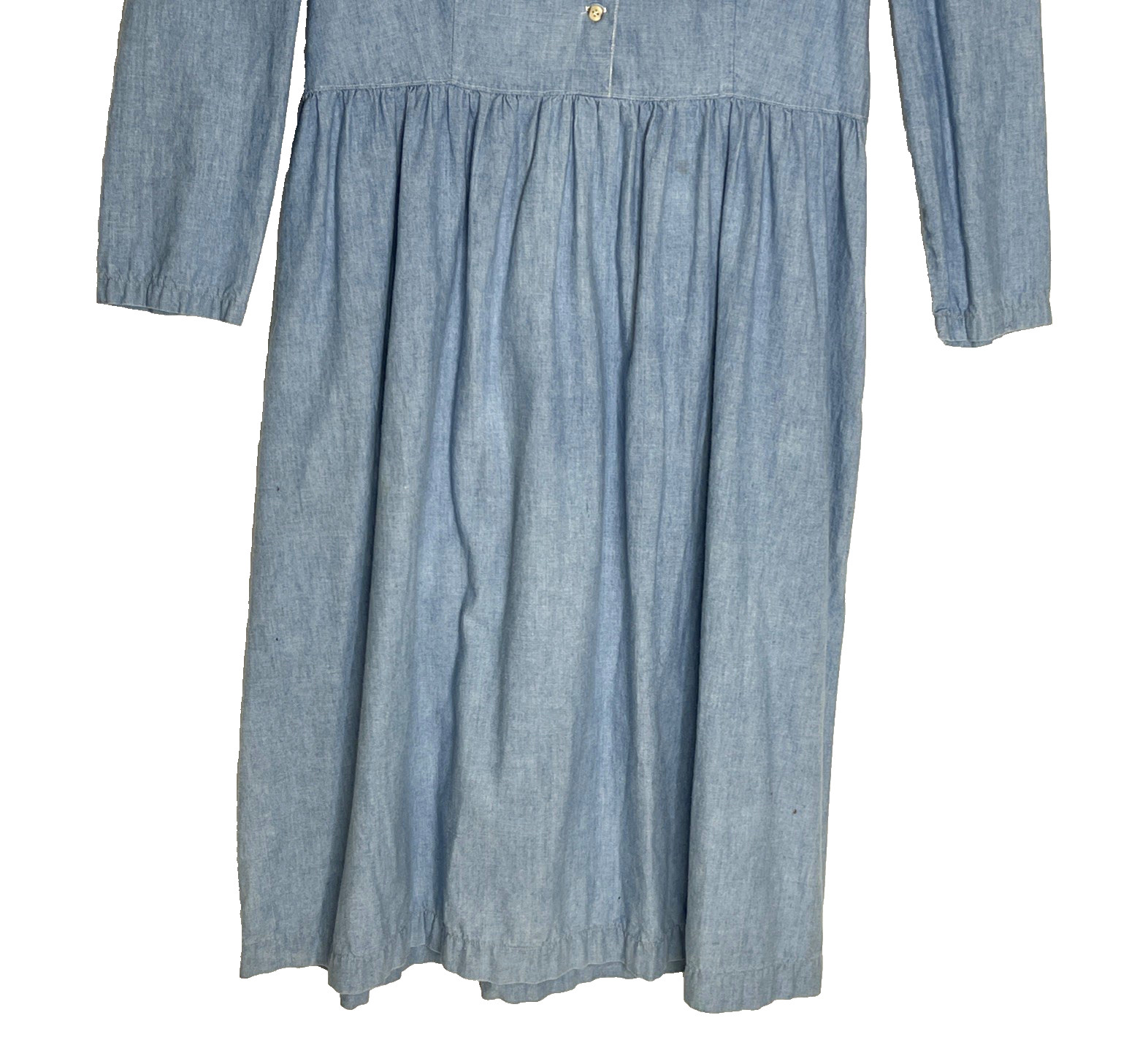 Vtg. Cottagecore Teacher Librarian Modest Dress w/Lace Collar Light Blue Sz 10