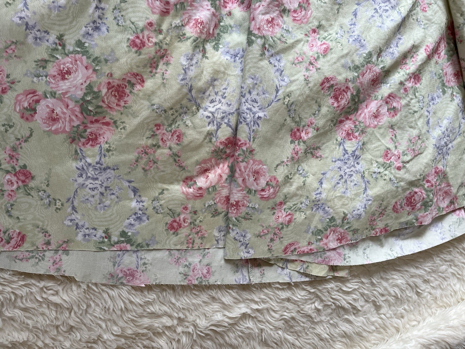 VTg Laura Ashley Dress Size 8 80s Puff Sleeve Floral Bow Green Prairie Cottage