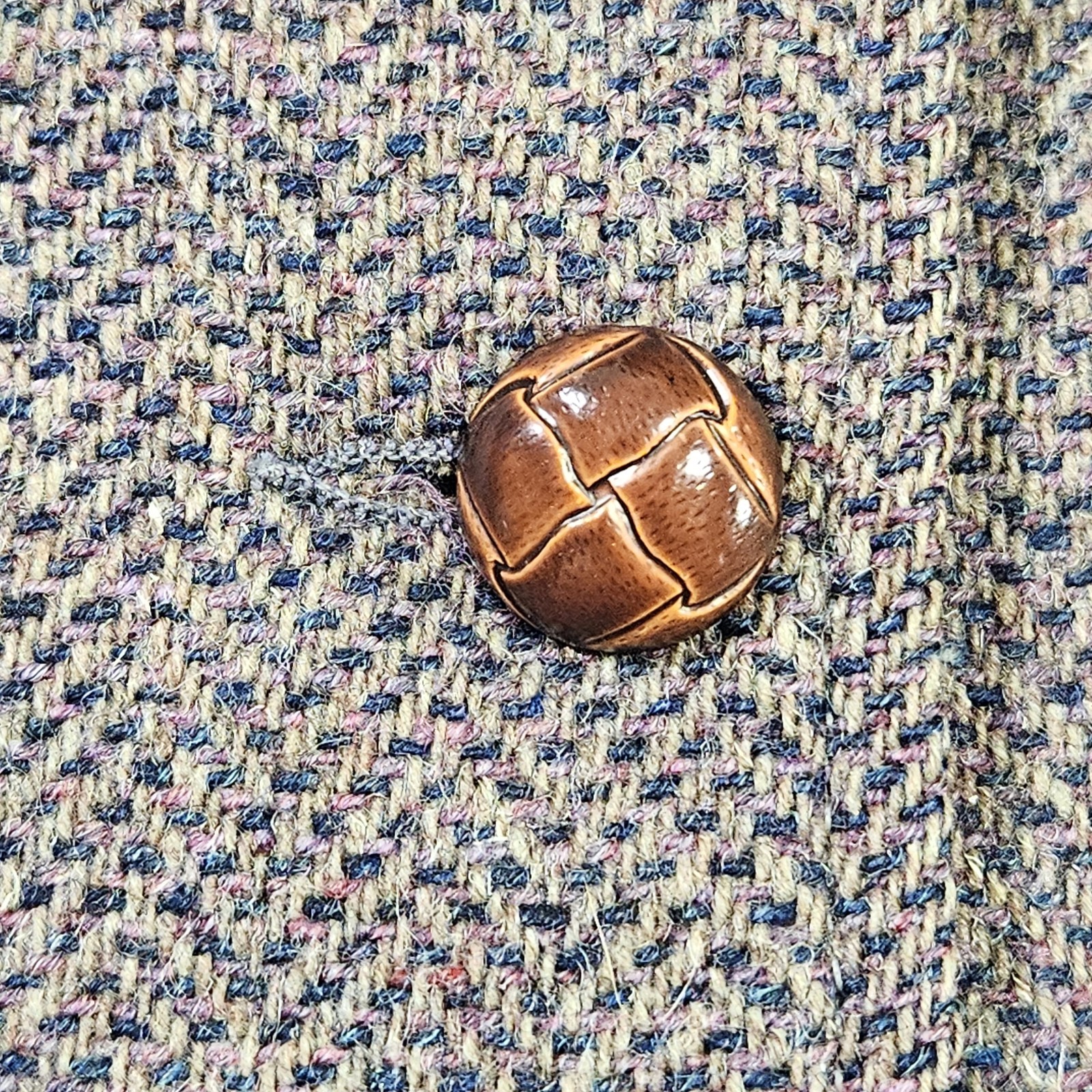 Vintage Positions Herringbone Tweed Blazer Jacket Brown Academic Woven Buttons S