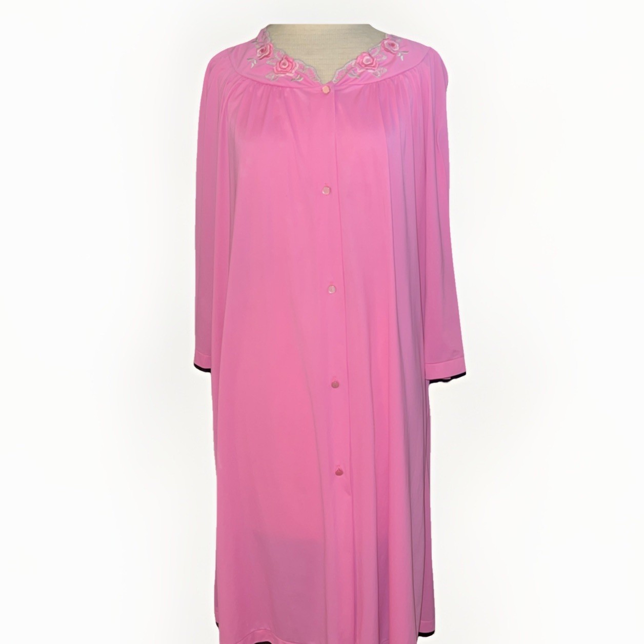 Shadowline Robe Long Coral Floral Lace Classic Silky Elegant Wear 2X
