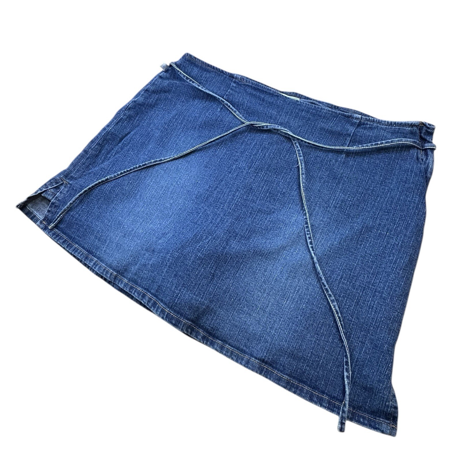 Y2K Stretchy Denim Mini Skort Steam Brand Size 16 Vintage
