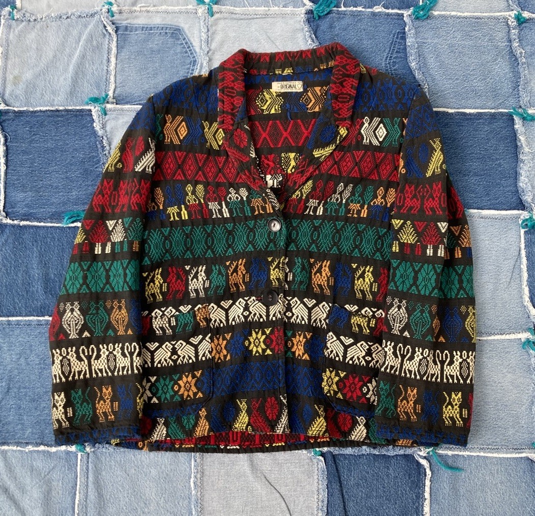 Vintage Mid Century Guatemalan Souvenir Jacket Women’s Blazer 19” x 23” Woven