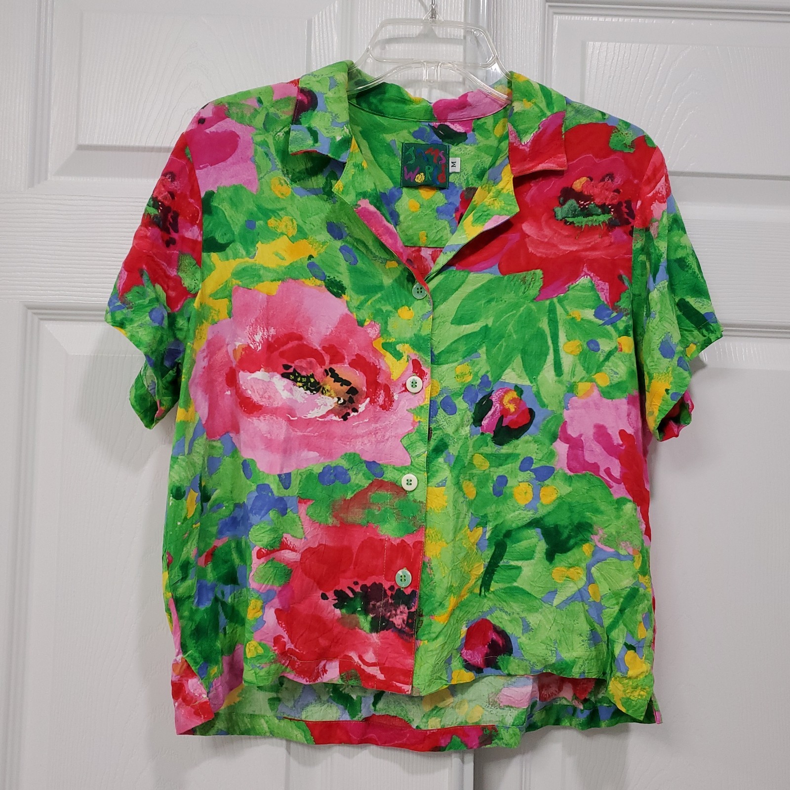 Vintage Jams World Womens Hawaiian Button-up Shirt Size Medium Floral Collectors