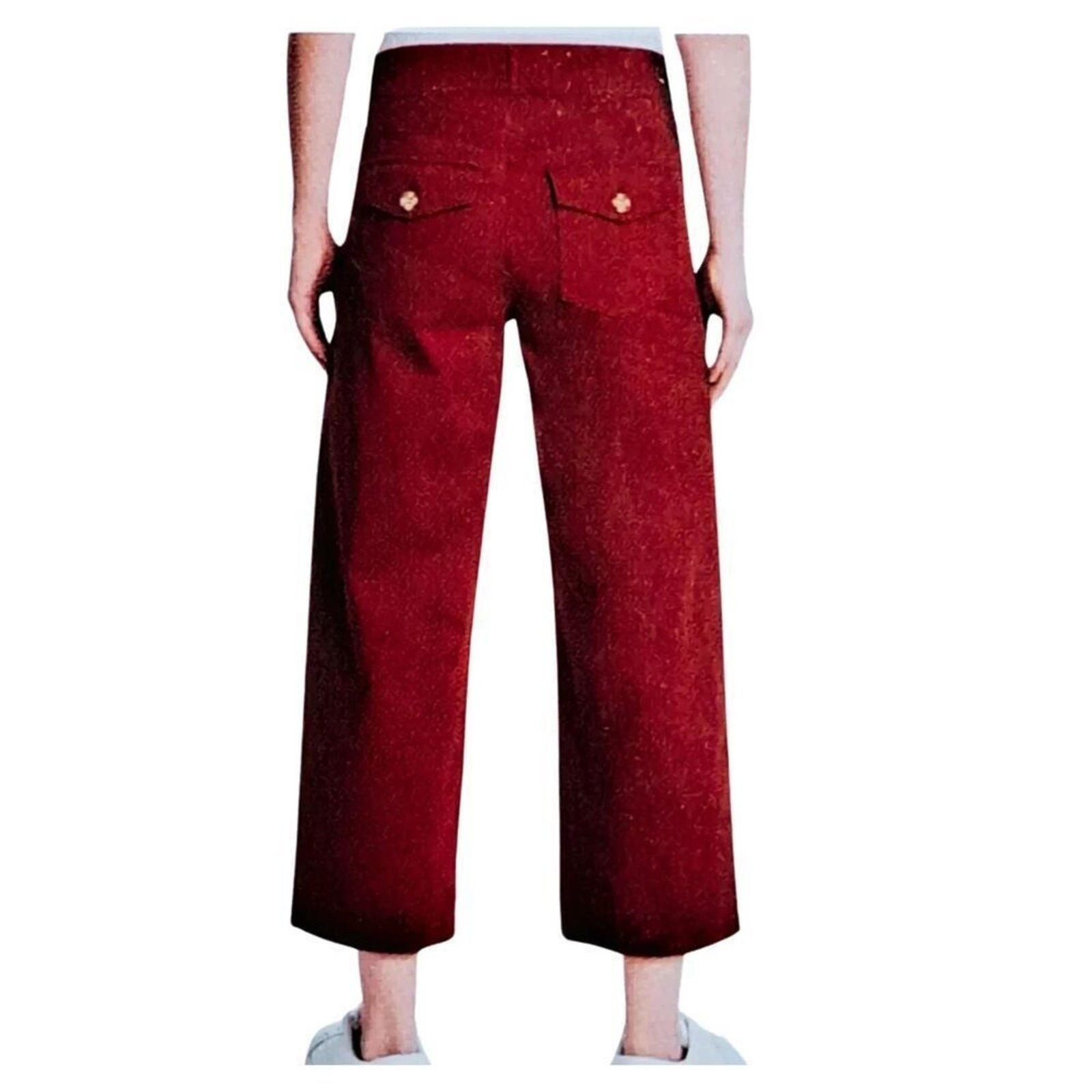 GLORIA VANDERBILT Tummy Control Wide Leg Crop Pants Sz 8 Red Rust Pull On NWT