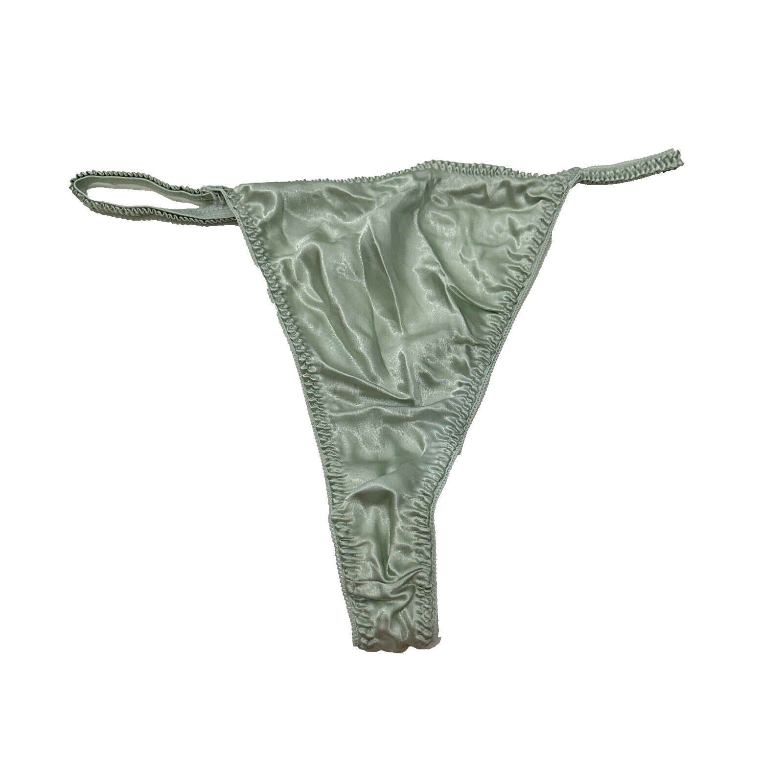 Vtg NWT Gilligan & O&rsquo;Malley Thong Panty Liquid Satin XL Sea Green Hi Waist