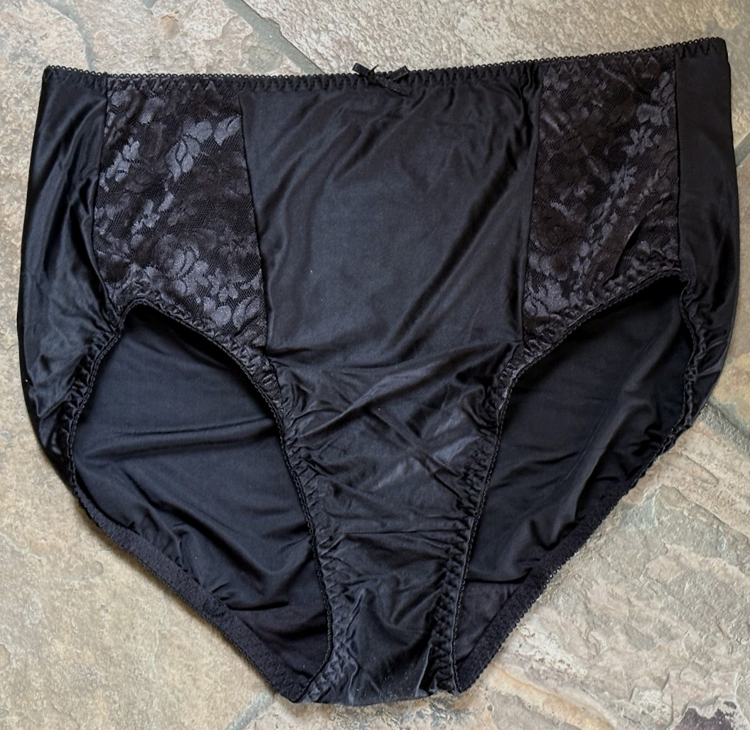 BALI 8/XL Black Double Support Light Control Silky Hi Cut Panties #DBHC
