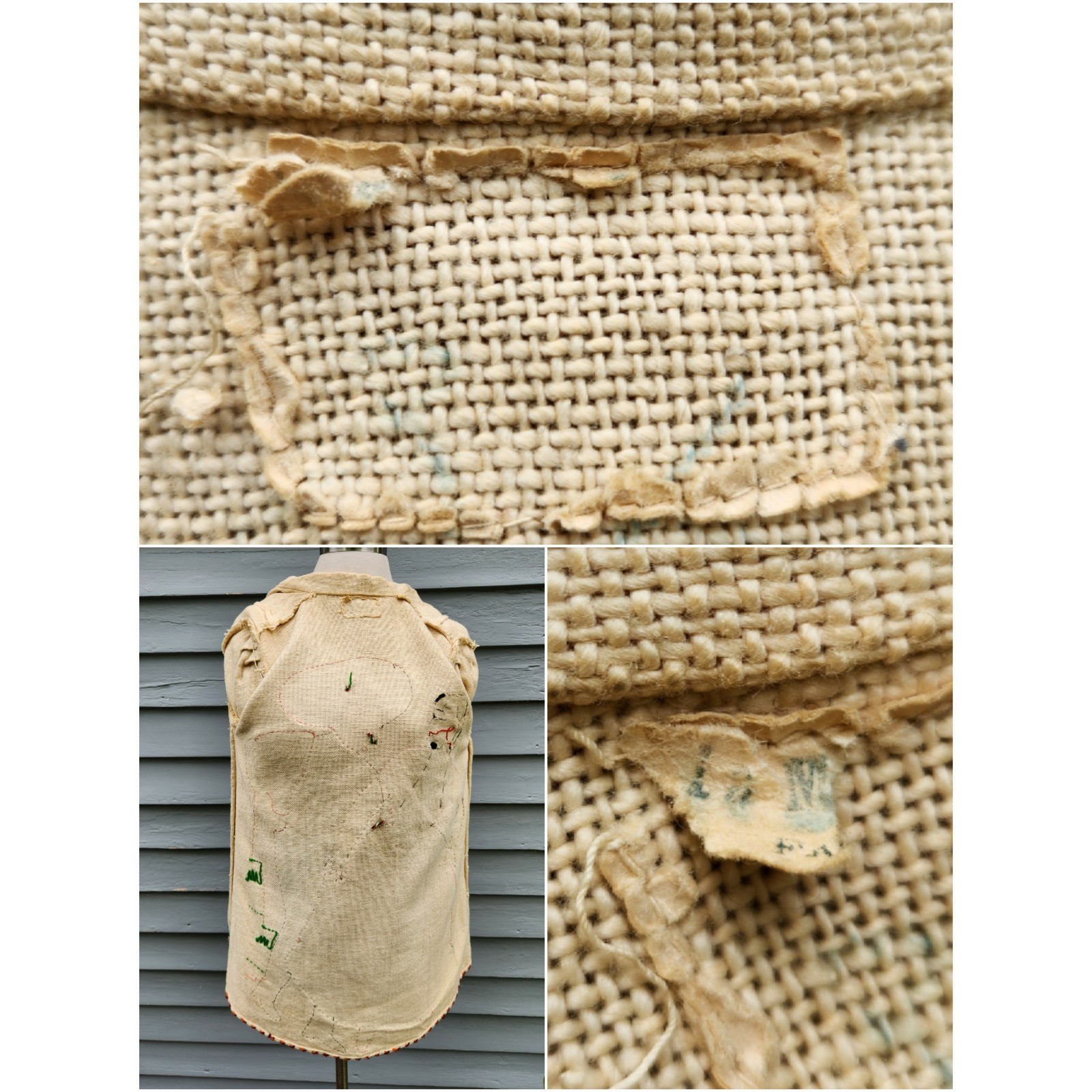 Vintage 50s Mexican Tourist Jacket Cream Embroidered Folk Art Applique Medium