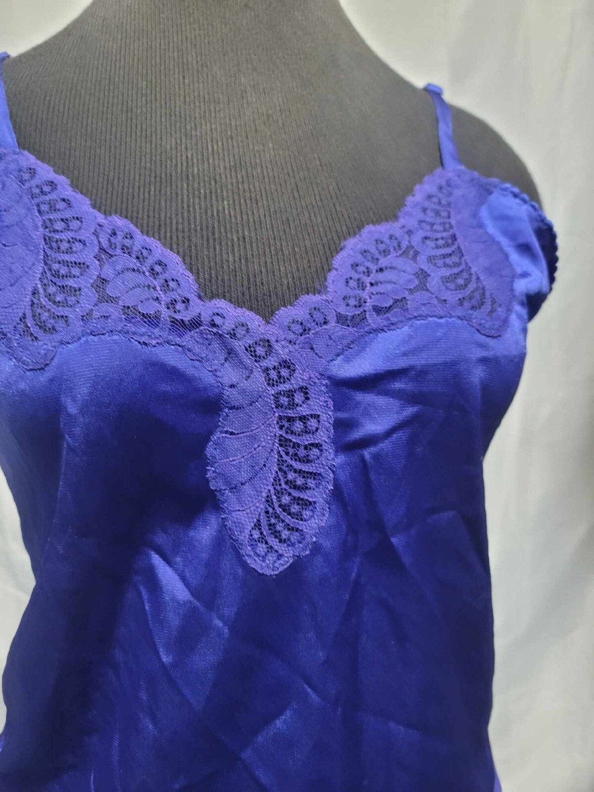 Vassarette Set Size 34 Navy Blue Camisole & Slip Nylon & Lace Made in USA Vtg