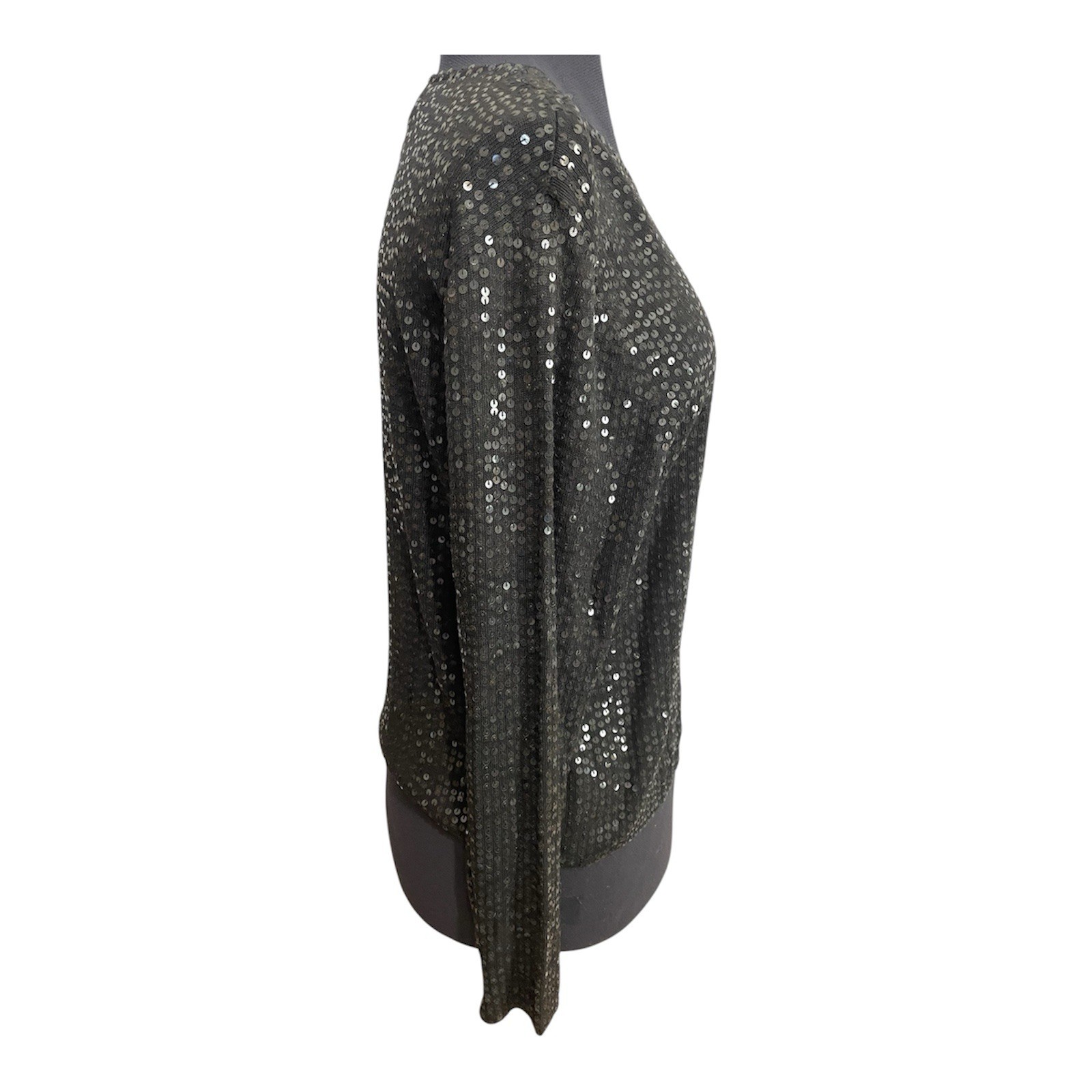 Vintage 80s Field Manor Sequin Sweater Size Large Gray Glam Rock Shiny Boho