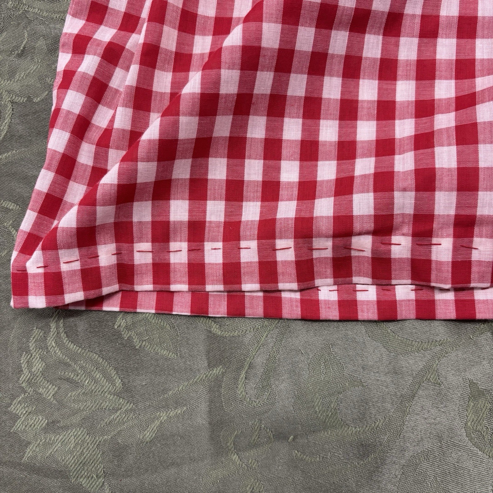 Vtg 60s Mr Mort Stan Herman Precut Originals Gingham Smocked Mini Dress Red XS S