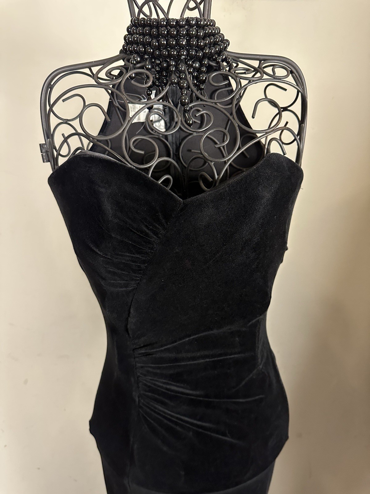 Scott McClintock Black Velvet Dress Petite VTG Gothic USA Hollywood 90s Corset S