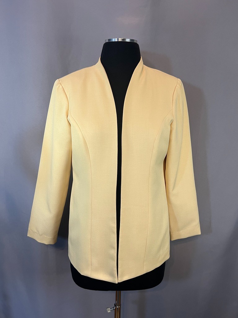 Vintage Brownstone Studio Pale Yellow Blazer Size 6 Minimalist Open Front USA