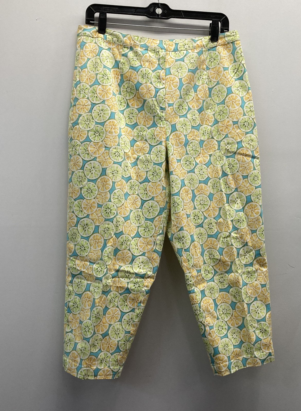Vintage Y2K Talbots Women&rsquo;s Yellow Green Citrus Print Stretch Capri Pants Sz 14